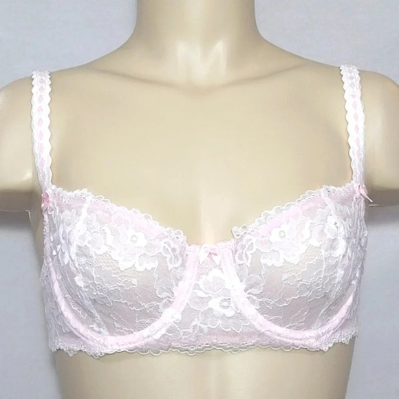 32B‎ Felina 5894 Harlow Sheer Lace Full Bust Underwire Bra Pink NWT 💗 - Picture 1 of 14